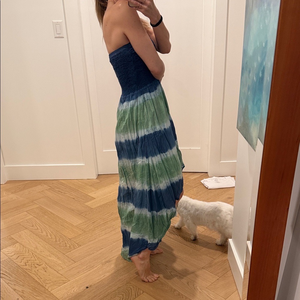 Michael Kors Strapless Blue and Green Dress